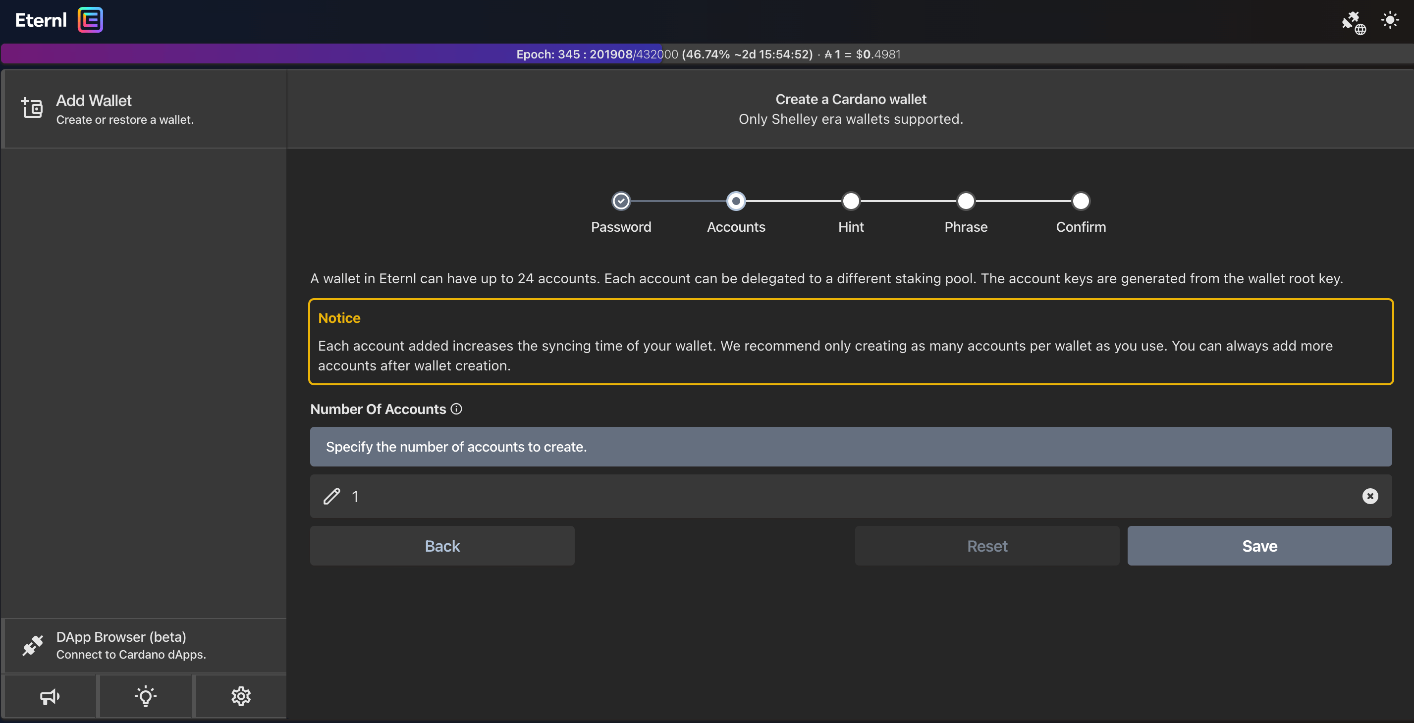 Eternl Wallet Setup